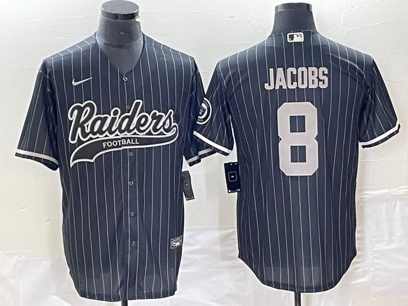 Men Oakland Raiders #8 Jacobs Black stripe Co Branding Game NFL Jersey->women nfl jersey->Women Jersey